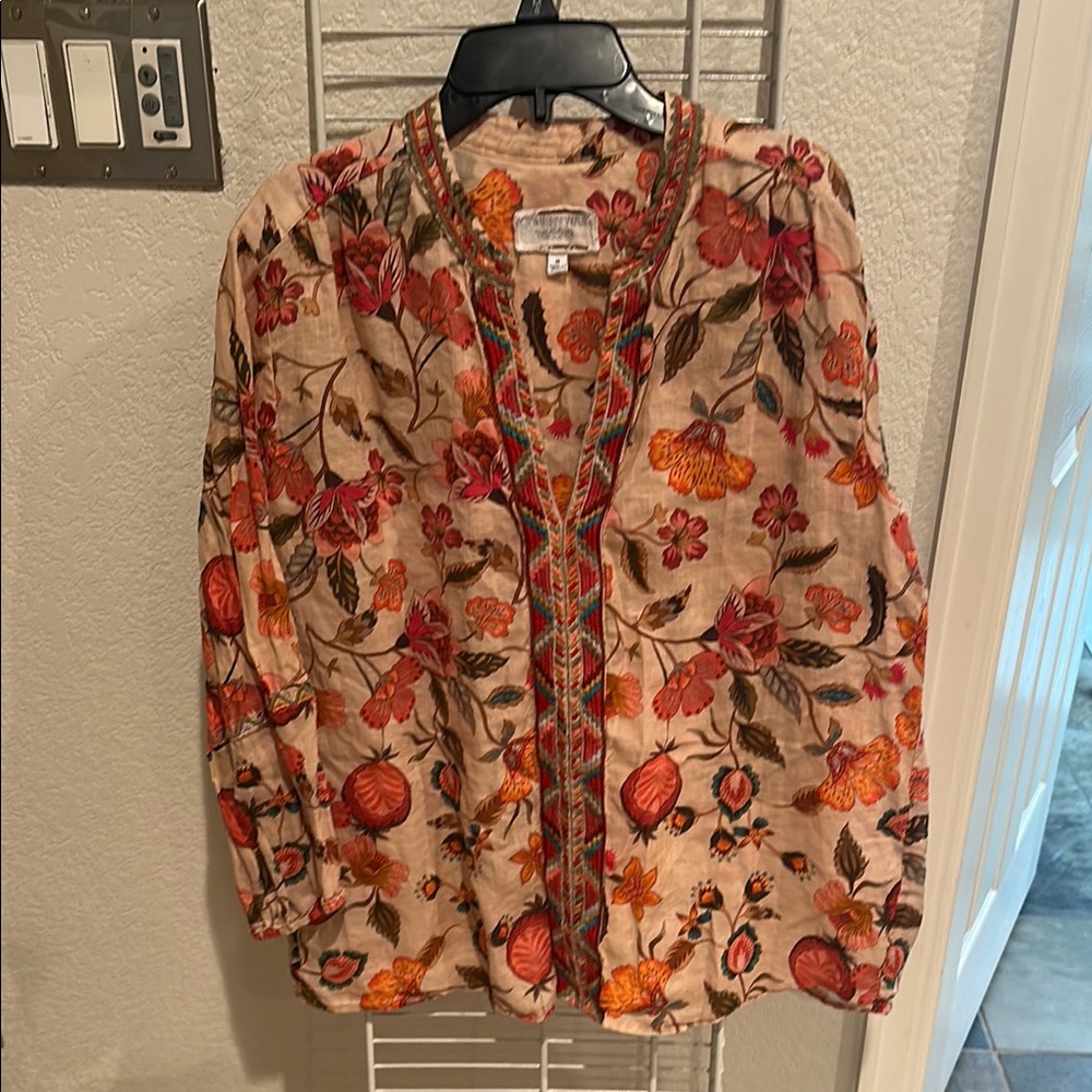 Johnny Was workshop Vibrant Floral Embroidered Top